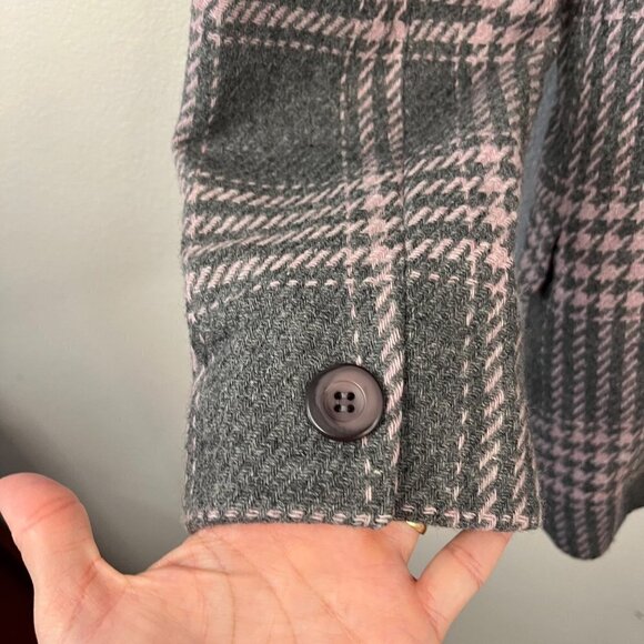 Amanda Smith Grey and Pink Plaid Recycled Wool Blend Coat Women's Size 8 EUC - Picture 6 of 12